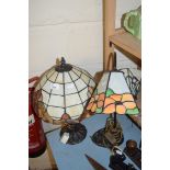 TWO REPRODUCTION TIFFANY STYLE TABLE LAMPS