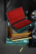 BOX OF MIXED PRINTS, PICTURE FRAMES, SMALL JEWELLERY BOX ETC