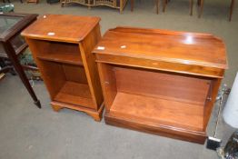 TWO SMALL REPRODUCTION YEW WOOD VENEERED BOOKCASE CABINETS, LARGEST 75CM WIDE