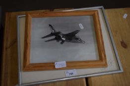COLOURED PRINT, RACING DRIVERS, AND A FURTHER BLACK AND WHITE PHOTOGRAPHIC PRINT OF AN AIRCRAFT