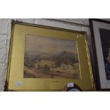 J H HAWKSWORTH, WORTLEY FROM THE STATION, WATERCOLOUR, GILT F/G