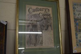 FRAMED ADVERTISING PRINT 'DRINK CADBURY'S COCOA'
