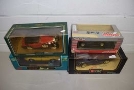 FOUR LARGE BOXED CARS TO INCLUDE BURAGO