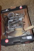 BOX OF MIXED SPANNERS, SOCKET SETS ETC