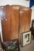 MAHOGANY VENEERED ARCH TOP DOUBLE DOOR WARDROBE, 140CM WIDE