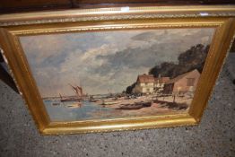 AFTER EDWARD SEAGO, COLOURED PRINT, PIN MILL, GILT FRAMED