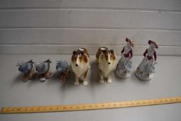 MODEL PIGEONS, MODEL DOGS AND FIGURINES (7)