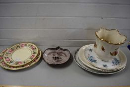 MIXED CERAMICS TO INCLUDE ROYAL WORCESTER 'ROYAL GARDEN' PLATES PLUS FURTHER JARDINIERE, ART POTTERY