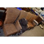 SET OF SIX WICKER DINING CHAIRS