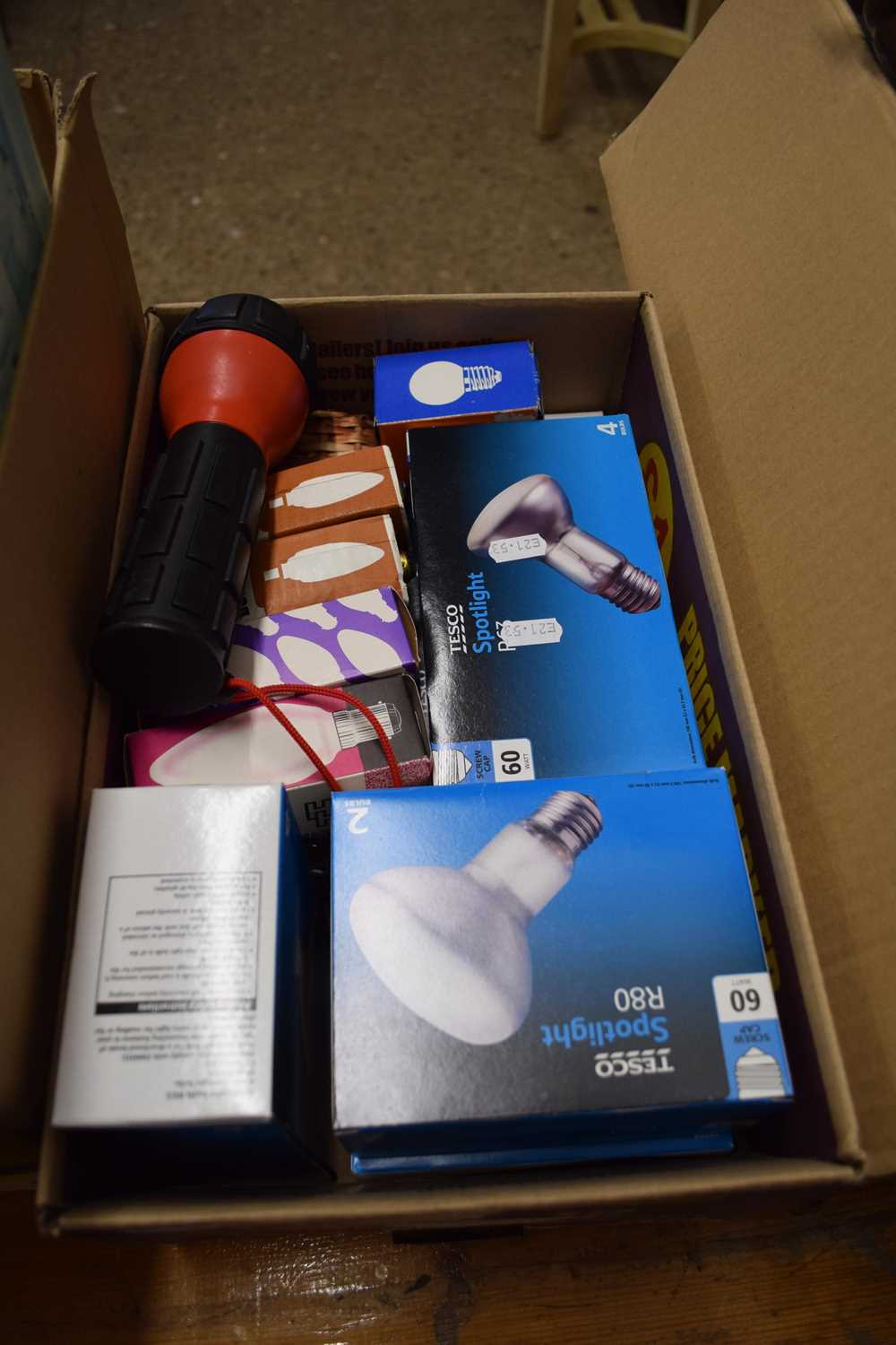 ONE BOX OF LIGHT BULBS