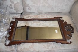 GEORGIAN STYLE MAHOGANY FRETWORK FRAMED RECTANGULAR WALL MIRROR