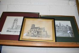 LADBROKE, PRINT OF BACTON CHURCH, PLUS FURTHER PRINT OF SLOLEY CHURCH, AND BLICKLING HALL, VARIOUS