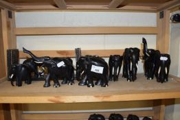 COLLECTION OF VARIOUS EBONY ELEPHANTS