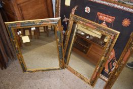 PAIR OF RECTANGULAR WALL MIRRORS IN FLORAL FINISH FRAME