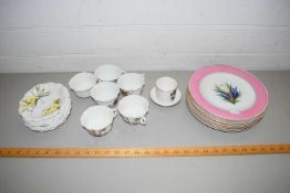 FLORAL DECORATED TEA WARES TOGETHER WITH A SELECTION OF LATE 19TH CENTURY FLORAL DECORATED PLATES