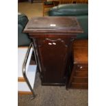 SMALL 19TH CENTURY ONE DOOR CABINET FORMED FROM A LONGCASE CLOCK CASE