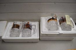 FOUR BOXED BRADFORD EXCHANGE WESTERN COMMEMORATIVE GLASS TANKARDS