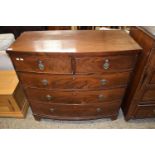 19TH CENTURY MAHOGANY BOW FRONT CHEST OF TWO SHORT OVER THREE LONG DRAWERS (A/F)