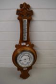 LATE VICTORIAN AMERICAN WALNUT CASED ANEROID BAROMETER