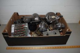 BOX OF MIXED WARES TO INCLUDE SILVER PLATED TEA WARES AND OTHER ITEMS