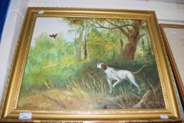 BRENNER, STUDY OF POINTER DOG IN WOODLAND, OIL ON CANVAS