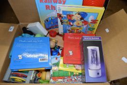 ONE BOX OF CHILDREN'S TOYS AND BOOKS