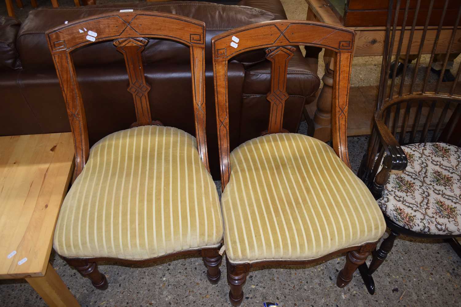PAIR OF VICTORIAN DEEP SEATED ARMCHAIRS