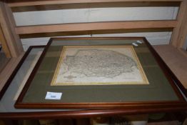 FRAMED MAP OF NORFOLK AND A FRAMED MAP 'A GEOGRAPHY MAP OF THE WORLD IN THREE SECTIONS DESCRIBING