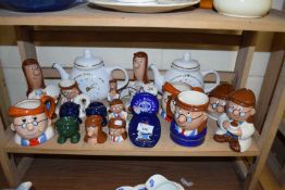 COLLECTION OF TETLEY TEA COLLECTABLES TO INCLUDE EGG CUPS, TEA POTS, FIGURES ETC