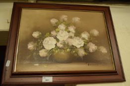 CONTEMPORARY STUDY OF VASE OF ROSES, OIL ON CANVAS, FRAMED