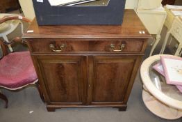 SMALL 19TH CENTURY MAHOGANY TWO DOOR ONE DRAWER CABINET