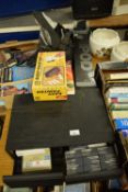 PANASONIC VIDEO CAMERA, DECORATING TOOLS, BOXED CAMERA TRIPOD AND A CASE OF CASSETTES