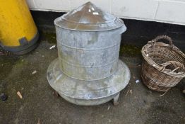 LARGE GALVANISED POULTRY OR PHEASANT FEEDER (REQUIRING REPAIR)