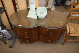 WALNUT VENEERED KIDNEY SHAPED DRESSING TABLE