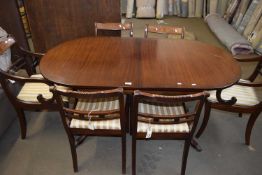 REPRODUCTION TWIN PEDESTAL DINING TABLE AND SIX ACCOMPANYING CHAIRS