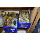 SMALL TETLEY TEA MODEL COTTAGES AND OTHER ASSORTED COLLECTABLES (2 TINS)