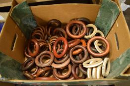 BOX OF MIXED CURTAIN RINGS