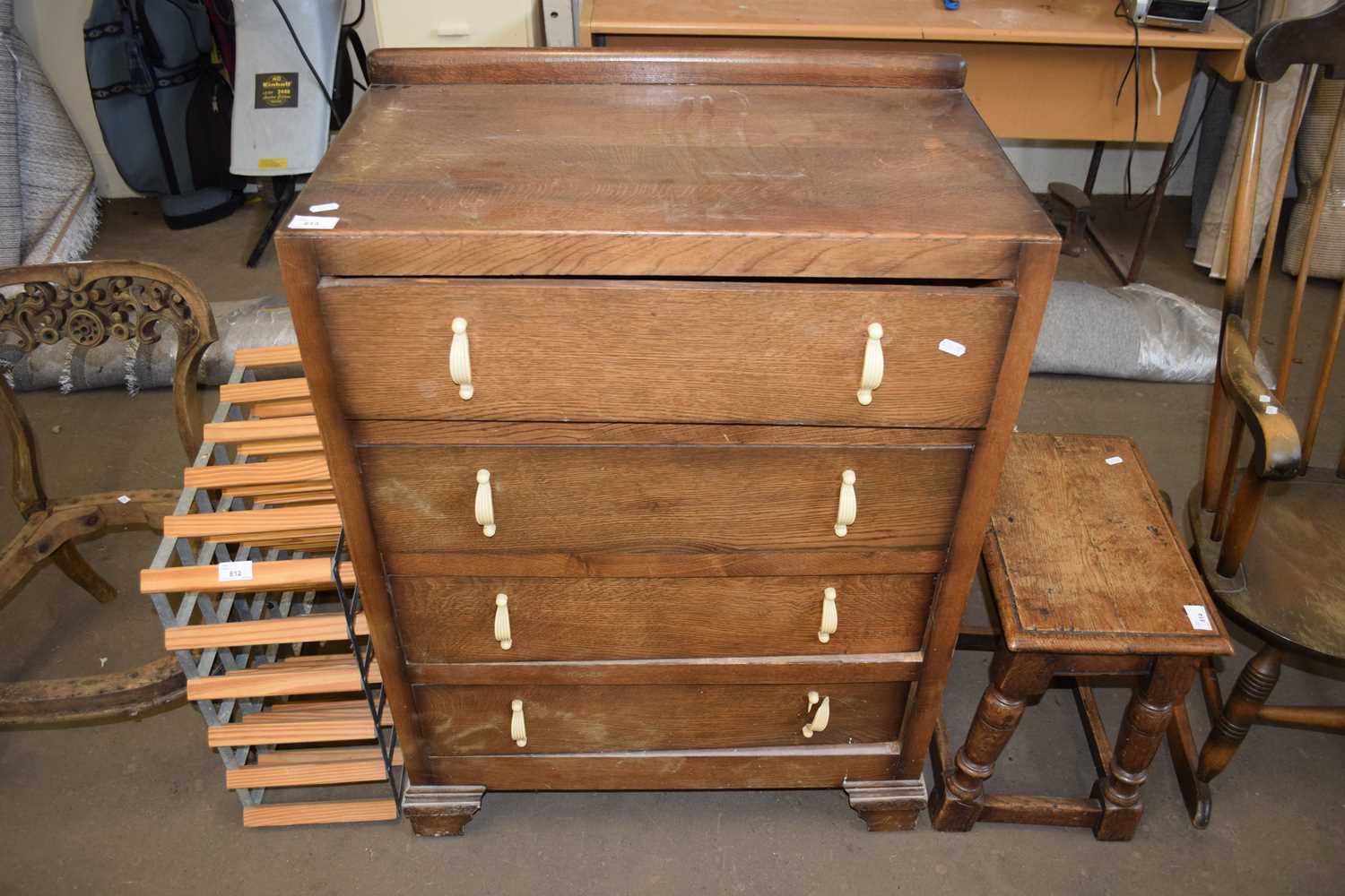 OAK VENEERED FOUR DRAWER CHEST