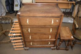 OAK VENEERED FOUR DRAWER CHEST