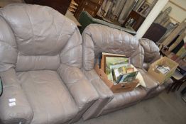 BROWN LEATHER THREE PIECE SUITE