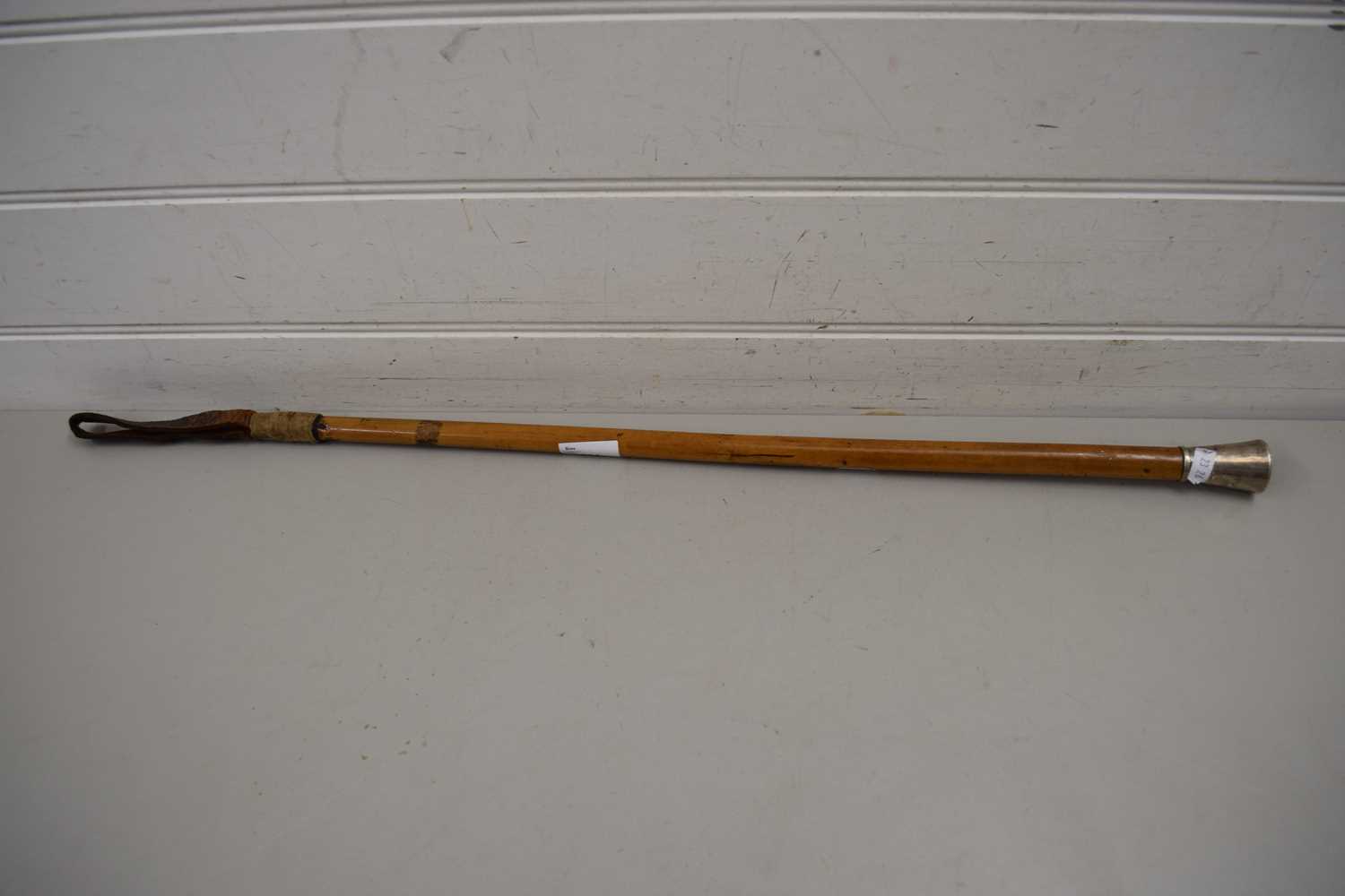 VINTAGE RIDING CROP WITH WHITE METAL TOP MARKED 'UPPER SILESIA 1921/22'