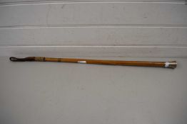 VINTAGE RIDING CROP WITH WHITE METAL TOP MARKED 'UPPER SILESIA 1921/22'