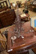 IRON FLORAL DECORATED FOUR LIGHT CANDELABRA