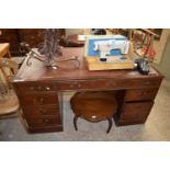 REPRODUCTION MAHOGANY TWIN PEDESTAL OFFICE DESK, 152CM WIDE