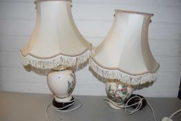 PAIR OF INDIAN TREE PATTERN CERAMIC TABLE LAMPS