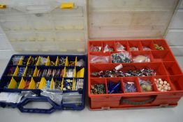 TWO CASES CONTAINING JEWELLERY MAKING SUPPLIES