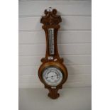 LATE VICTORIAN AMERICAN WALNUT CASED ANEROID BAROMETER