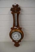 LATE VICTORIAN AMERICAN WALNUT CASED ANEROID BAROMETER