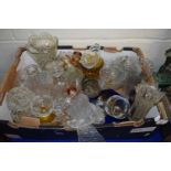 BOX OF VARIOUS DRINKING GLASSES, VASES ETC