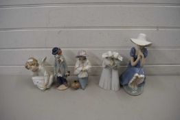 FIVE LLADRO AND NAO FIGURES
